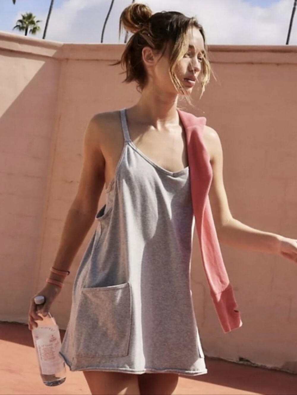 Free People X FP Movement Hot Shot Mini Dress In Heather Grey | Size Large